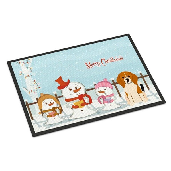 Carolines Treasures Merry Christmas Carolers Beagle Tricolor Indoor or Outdoor Mat, 24 x 0.25 x 36 in. BB2371JMAT - main